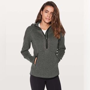Lululemon Fleece & Thank You Pullover Hoodie in Heathered Black / Black